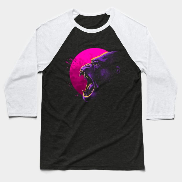 Purple Gorilla Baseball T-Shirt by albertocubatas